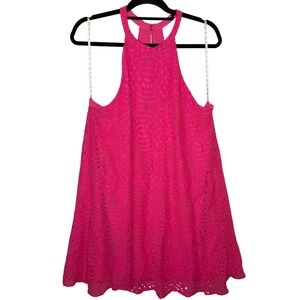 Lilly Pulitzer Quinn Mini Dress Knotty Lace Hot Pink Women's XL Lined Fast Ship